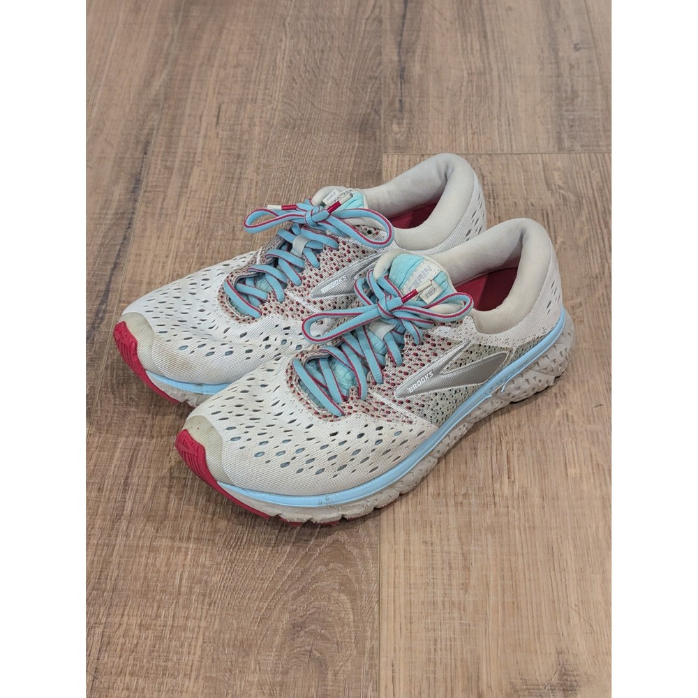 Brooks Glycerin 16 Womens 8.5 Running Shoes White Blue Pink 1202781B115